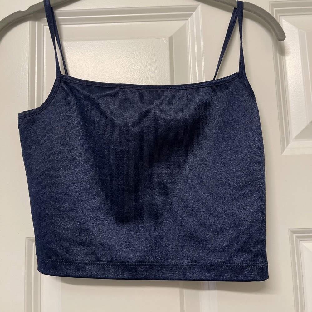 Navy blue silk cami top
